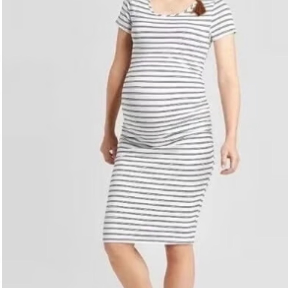Isabel Maternity by Ingrid & Isabel Gray Striped Midi Dress